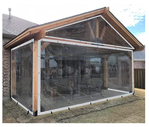 Außenvorhänge, durchsichtige wasserdichte Planenvorhänge, wetterfeste PVC-Plane, Pergola, Veranda, Pavillon, transparente Seitenwände, mit Ösen, anpassbar (Farb