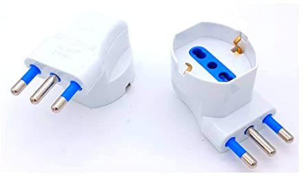 Adattatore angolare salvaspazio Schuko spina 3 poli 16A a presa Schuko/trivalente 10/16A Max 1500W
