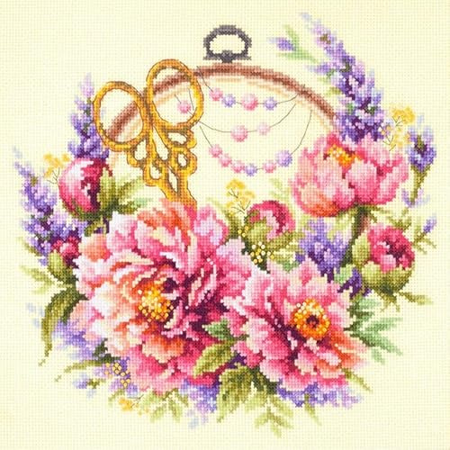 Magic Needle 100-124 ZW Pfingstrosen für Näherin Kreuzstichset mit Zählmuster Zweigart Edition, Baumwolle, multifarbig, 25x25cm