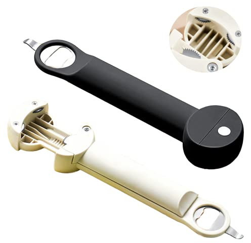 SQAQS Apriscatole - Multifunzione Utensili da Cucina, impugnatura in gomma antiscivolo per apribottiglie, Ergonomico - per anziani, donne, bambini, pazienti con artrite (2 Pezzi,Beige e nero)