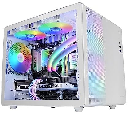 Mars Gaming MC-400 White, Compact Micro-ATX Gaming Case, Full Side Window Tempered Glass, 3x 120mm FRGB Fans, Full Mesh Side Panel