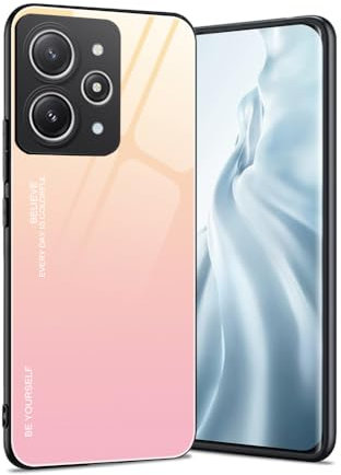 HAOYE Funda para Xiaomi Redmi 12 4G, Tapa Trasera de Cristal Templado Resistente a Arañazos, Carcasa Protectora de Parachoques de TPU Silicona Case Cover(1)