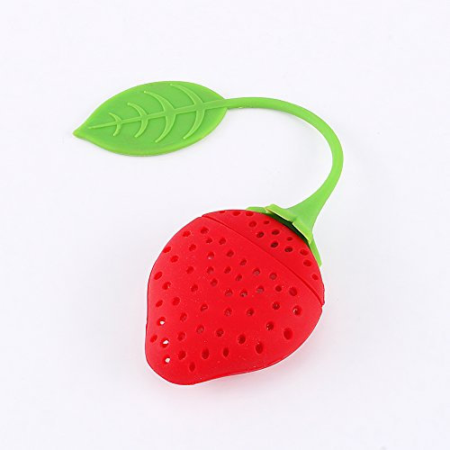 QANYEGN Colador De Té, Colador En Forma De Fresa, Colador De Té De Silicona, Para Teteras, Tazas De Té, Té Suelto, Rojo