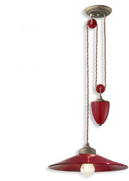 Hängeleuchte Vintage Colors Eisen und Keramik Bordeaux 1 Licht E27