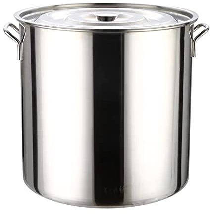 Olla grande, olla con tapa, olla de acero inoxidable con tapa, tapa de acero inoxidable con acabado espejo, 36,4 x 36,1 cm (30 L)