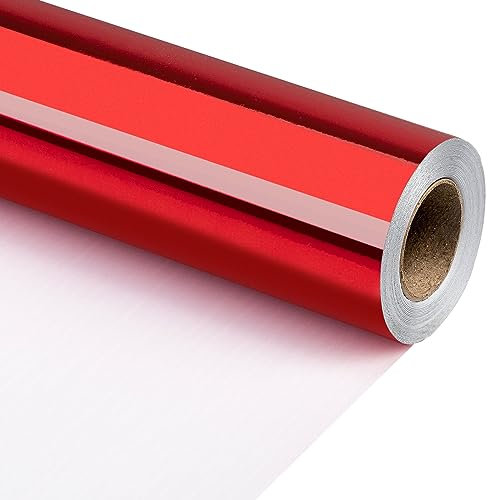 Merture Einfarbige Geschenkpapierrolle, 43,2 cm x 90 m, 1 Rolle, metallisches weißes Geschenkpapier für Hochzeit, Geburtstag, Party, Urlaub, Glückwunsch, Dusche