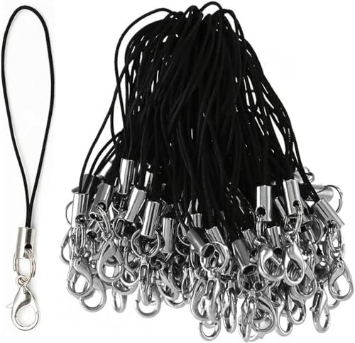 Lobster Clasp Phone Lanyard, Pack of 50, Key Fob, Wrist lanyard, Mobile Phone Charm Cord for Pendants, for DIY Cellphone Lanyard, Keyring Hand Wrist Strap or Other Handmade Making Accessories