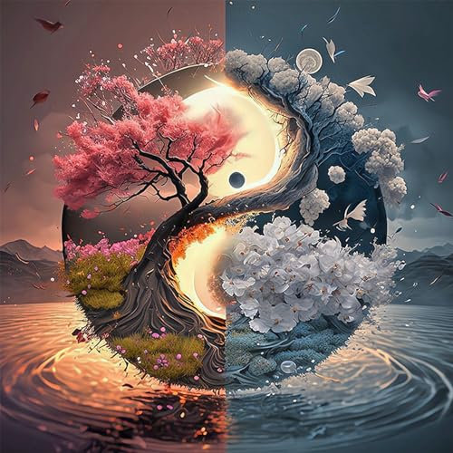 MOGTAA Baum des Lebens Diamond Painting Erwachsene, 5D Blumen Diamant Painting Bilder Erwachsene, DIY Diamond Art Landschaft Diamant Malerei Bilder für Home Wand Dekor 30x30cm