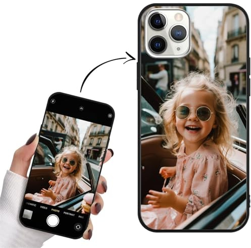 Personalisierte Handyhülle kompatibel mit iPhone 7/8/SE20/SE22 Hülle Personalisierte, mit Eigenem Foto Bild Text Individuelle Schutzhülle Schwarz Silikon Handyhülle Selbst Gestalten Text Custom Case
