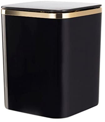 Suuim Mini Poubelle Simple de Bureau en Plastique, Petite Corbeille carrée Murale, Benne Rabattable 2 L avec Sac Poubelle Pratique (Noir)