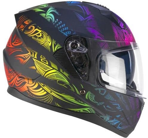 SKA-P Helm Full Face 3MHS Speeder Rainbow schwarz grün rot matt S (55-56cm)