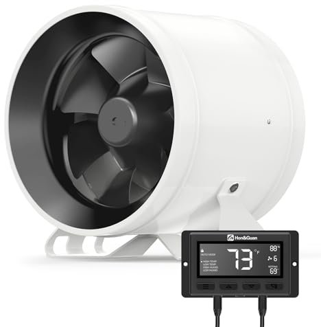 Hon&Guan Hi-PE - Ventilatore tubolare da 150 mm, super volume d'aria 689 m³/h, motore avanzato, a basso rumore, per tenda, serra, garage, cucina, ventilazione