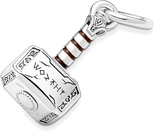 Wedanor Charme Thor's Hammer Charms-Anhänger 925 Sterling Silber Charm Bead Pendant für Europäische Armbänder und Halsketten