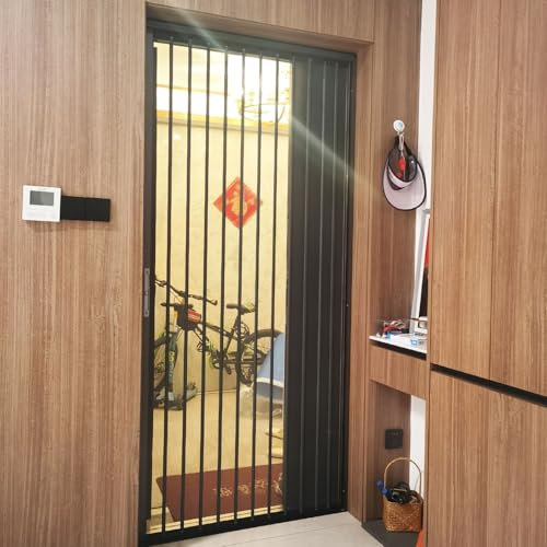 Porta a Soffietto da Interno Porta Pieghevole in Lega a Maglie Traspiranti Visibile, Porta Interna in Metallo a Soffietto con Serratura, Schermo Divisorio Antifurto per Porte e Finestre, Prevenire Le