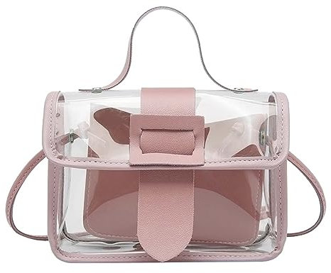 Taschen Organisator Shopper Durchsichtige Umhängetasche, Handtasche, Stadion-zugelassene Konzerttasche aus veganem für Frauen und Teenager-Mädchen Aigner Taschen Damen Blau (Pink, One Size)