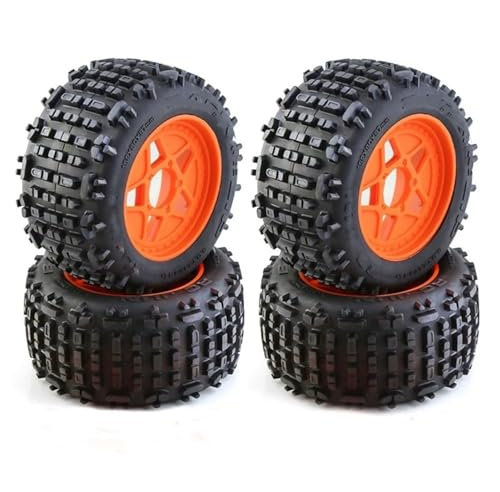 RC Reifen Kompatibel Mit Für traxxas, Für Schlitten, Für E-Revo, Für ARRMA, Für KRATON, Für Outcast 1/8 1/10 RC-Auto, 4-teiliger 152-mm-LKW-Reifen Mit 12-mm-Radsechskant(Orange)