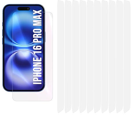 Fonetek 10x Clear Plastic PET Screen Protector Cover Guards for Apple iPhone 16 Pro Max
