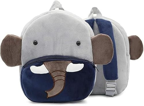 Generisch Kinder-Rucksack für Jungen und Mädchen - Kuscheliger Cartoon-Tier-Plüschrucksack, Leicht und Bequem, Belastungsreduzierung, Ideal für Kindergarten und Vorschule, 26x24x10 cm (Elefant)