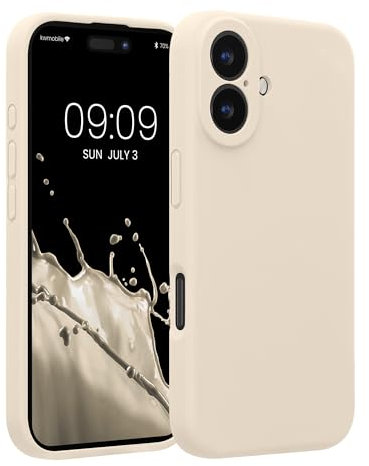 kwmobile Case Compatible with Apple iPhone 16 Case - Slim TPU Silicone Phone Cover - Soft Touch Finish - Cream