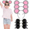 KMLGY 6 Pieces Blind Mice Costume Set - 3 Mouse Ears Headband + 3 Black Glasse, Fancy Dress World Book Day Mouse Costume Accessories