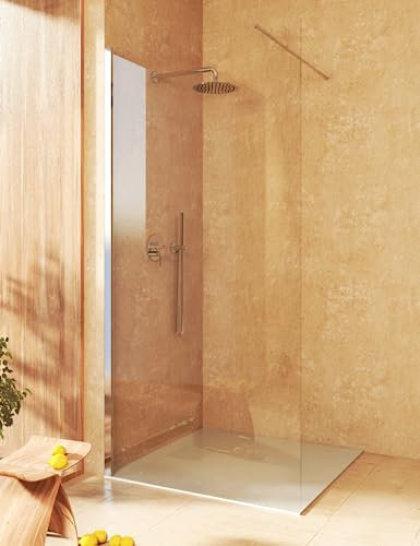 SOULBATH Mampara de Ducha Panel Fijo, Fácil instalación Vidrio de Seguridad 8 mm antical, 90 cm Ancho x 200 cm Alto, Perfil Plata Brillo