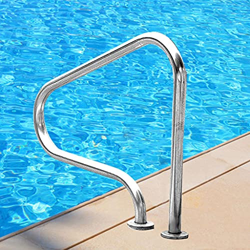 Pasamanos para piscina enterrada, de acero inoxidable, 3 curvas, montado en cubierta, pasamanos de seguridad para entrada de piscina, escalera de agarre seguro para seguridad junto a la piscina,