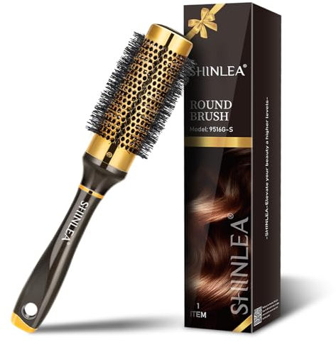 Hair Brush - SHINLEA Round Hair Brush for Blow Drying 33MM Aluminium Curly Hair brush, Small Hairbrushes for Women Curling, Hair Drying, Styling, Straightening and Shine
