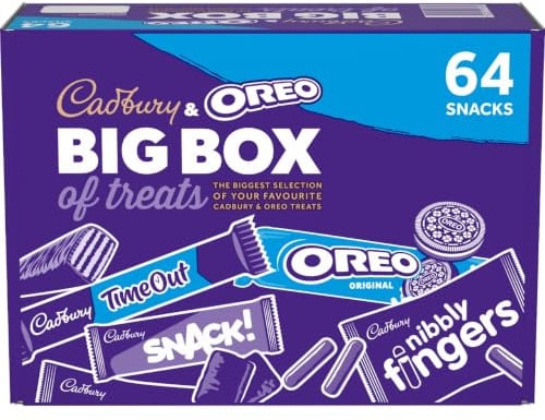 Cadbury & OREO Big Box of Treats, 64 Assorted Chocolates 1618 g (Pack of 1) | 24 Timeout Bars, 6 Mini Fingers, 11 Snacks, 23 Oreo, For Sharing