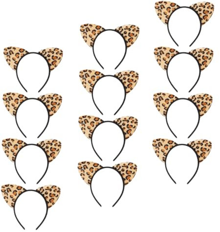 HAPINARY 12stücke Leoparden Stirnband Mit Katzenohren Tierohren Haarband Kostüm Requisite Kopfbedeckung Zubehör Für Freizeit Geburtstag Cosplay Weihnachten Party