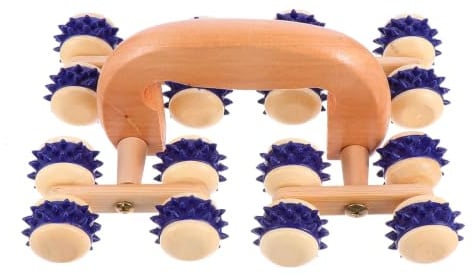 DECHOUS Massageroller Aus Holz – Handheld Massagegerät Für Rücken - Hals Und Schultern – Entspannendes Muskelmassage-Werkzeug Mit Kunststoffnoppen – Ideal Für Ganzkörpermassage