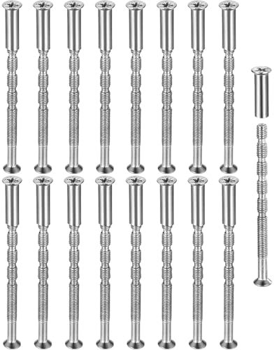TPZORJX 12Pezzi M3x60 mm Viti di Collegamento 12 x Viti per Mobili Filettatura,Viti di rilegatura,12 x Viti per Manicotto,Viti di Giunzione Connettori 60 mm per Mobili, Armadi, Credenze, Assi di Legno