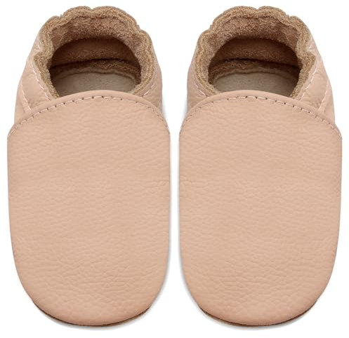 IceUnicorn Krabbelschuhe Baby Jungen Mädchen Lauflernschuhe Baby Weicher Leder Babyhausschuhe Kleinkind Babyschuhe(Hellrosa, 0-6 Monate)
