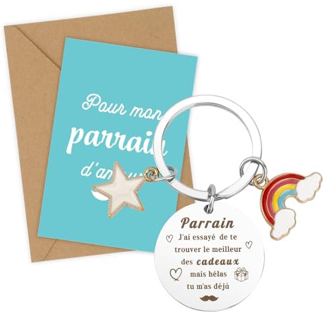 Cadeau Parrain Porte-Clés Idee Cadeau Fete Des Peres Cadeaux Anniversaire Retraite Remerciement Cadeau Parrain Marraine Bapteme Porte Clef Carte Cadeaux Tonton Original Homme Fête Des Pères