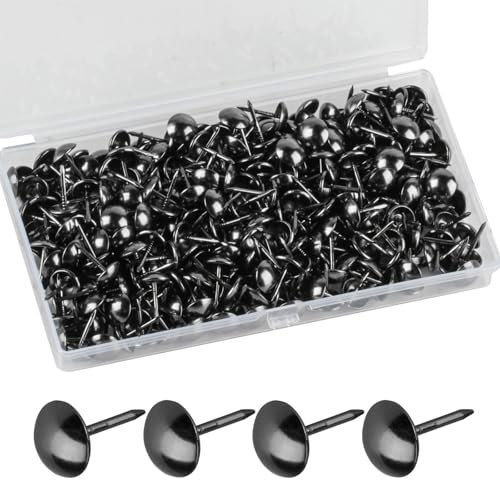 320 chiodi per tappezzeria, puntine da disegno, per mobili, letto, decorazione – 11 x 17 mm (nero)