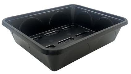 Oakland Gardens 21cm Premium Solid Seed Gravel Tray – No Drainage Holes, Heavy-Duty Plastic, Reusable & Mould Resistant – Plant Nursery, Seed Starting Tray (Black, Small) Pack of 1