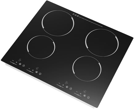 23.4 Inch Electric Cooktop 4 Burners, 110V 3000W Built-in Ceramic Cooktop Flat Glass Top Stove Hob with Touch Control & Child Lock for Kitchens Snack Bars & Hotels
