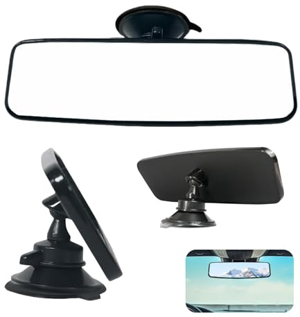 Espejo Retrovisor Universal para Coche con Ventosa, Panorámico y de Alta Definición, Ideal para Exámenes de Conducción y Vehículos SUV, Fácil Instalación, 200 x 60 mm