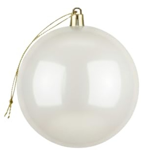 25cm Large White Bauble PVC Shatterproof Glossy Finish Christmas Balls Ornament - Festive Xmas Tree Hanging Decorations, Round Ornament for Holiday Home Decor