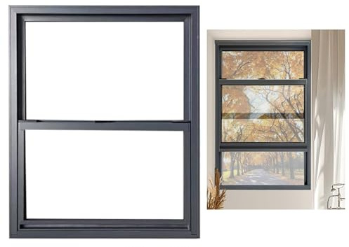 Ventana De Guillotina Con Manija De Sótano Corrediza Vertical Para Concesiones Ventanas Aluminio Correderas Perfectos Para Ventanas De Jardín, Ventana De Garaje Y Sótano(Black,80X120CM)