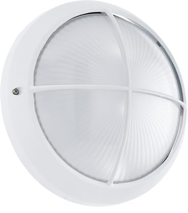 EGLO LED Deckenlampe außen Siones 1, Outdoor Deckenleuchte | Wandlampe aus Aluguss in weiß, Glas mit Struktur in weiß, Außenleuchte warmweiß, IP44