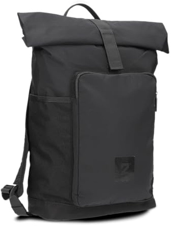 Zwei Damen Rucksack BONNY BOR180 Rolltop Backpack 15–19 Liter, leichter Nylon Tagesrucksack, wasserabweisend, viele Fächer, Flaschenfach, Schlüsselband, gepolsterte Gurte (black)