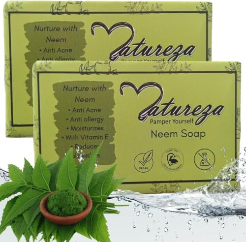 Natureza Organic Neem soap Herbal Handmade Anti acne Multi pack of 2 | Exfoliating