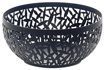 Alessi Cactus MSA04/21 B Design Obstschale, durchbrochen, aus Stahl, epoxidharzlackiert, schwarz, 21 x 9.5 cm