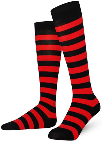 Mysocks Unisex Kniestrümpfe lange Socken Streifen rot schwarz