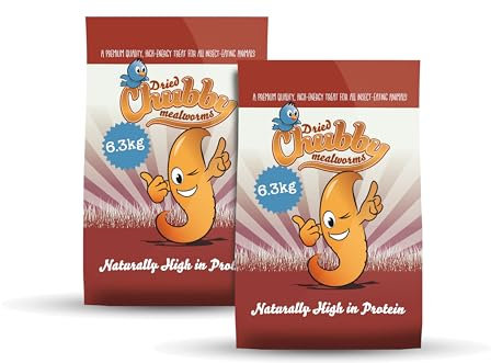 Chubby Mealworms (12.6 Kg), Dried Mealworms For Wild Birds, Protein Rich Dried Meal Worm High Energy for Birds, Reptiles, Gecko