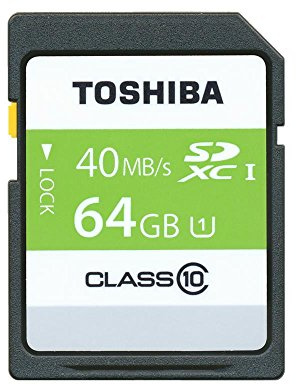 Toshiba High Speed Professional SDXC 64GB Class 10 (bis zu 40MB/s lesen) Speicherkarte schwarz