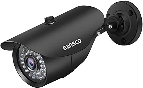 SANSCO Super FHD 1080p Security CCTV Bullet Camera for Surveillance System, 1920x 1080 Pixels, Night Vision, 3.6mm Lens Weather and Vandal Proof Casing, Black, Non-WiFi