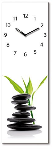 Wanduhr aus Glas, Green Shelter, Steine, Zen, weiß, 20x60 cm von Eurographics