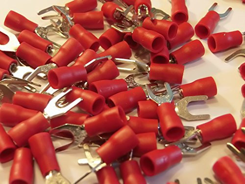 4.3 red fork terminal crimp connector (for 4mm bolt or screw) 25 50 100 pack (50)
