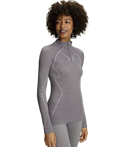 FALKE Women's Wool Tech. Base Layer Top, Thermal, Grey (Grey-Heather 3757), L (1 Piece)